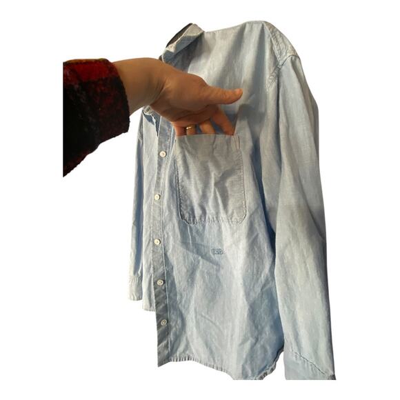 Levi’s Women's XL Long Sleeve Cotton Button Down Light Blue Relaxed Fit Chambray - Picture 3 of 9